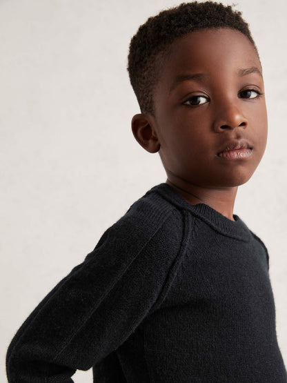 9-13 yrs Wool-Cashmere Reverse-Seam Jumper in Navy Children & Baby | Reiss
