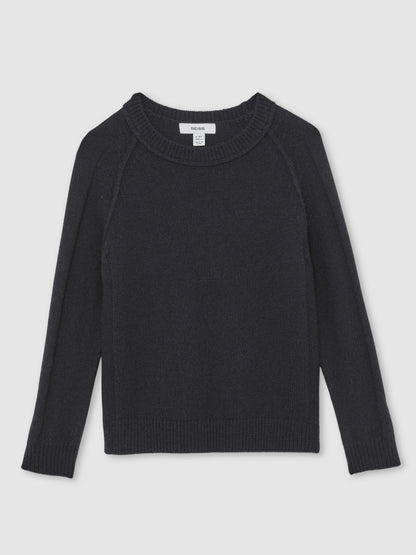 9-13 yrs Wool-Cashmere Reverse-Seam Jumper in Navy Children & Baby | Reiss
