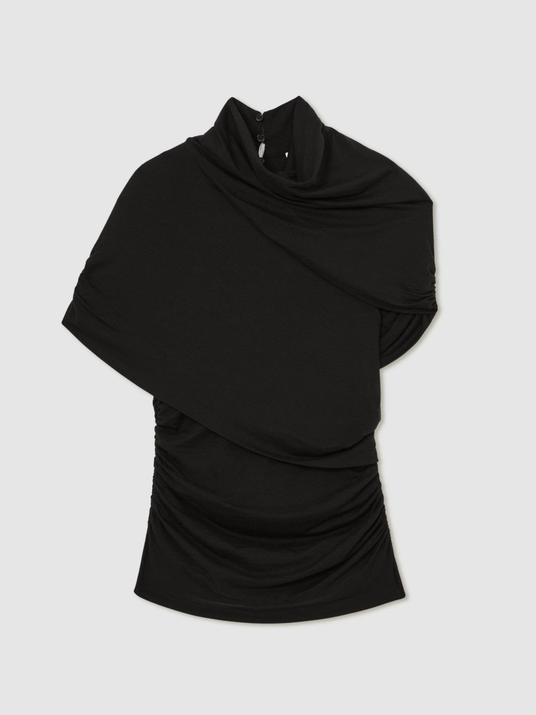 Stretch Lyocell Draped Top in Black Women | Reiss