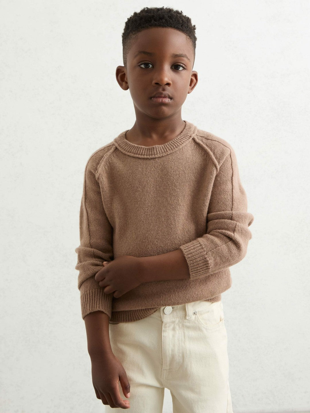 9-13 yrs Wool-Cashmere Reverse-Seam Jumper in Camel Children & Baby | Reiss