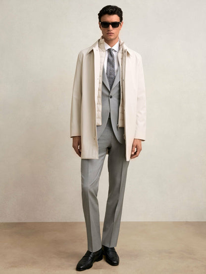 Hybrid Removable Funnel Neck Overcoat in Light Stone Men | Reiss
