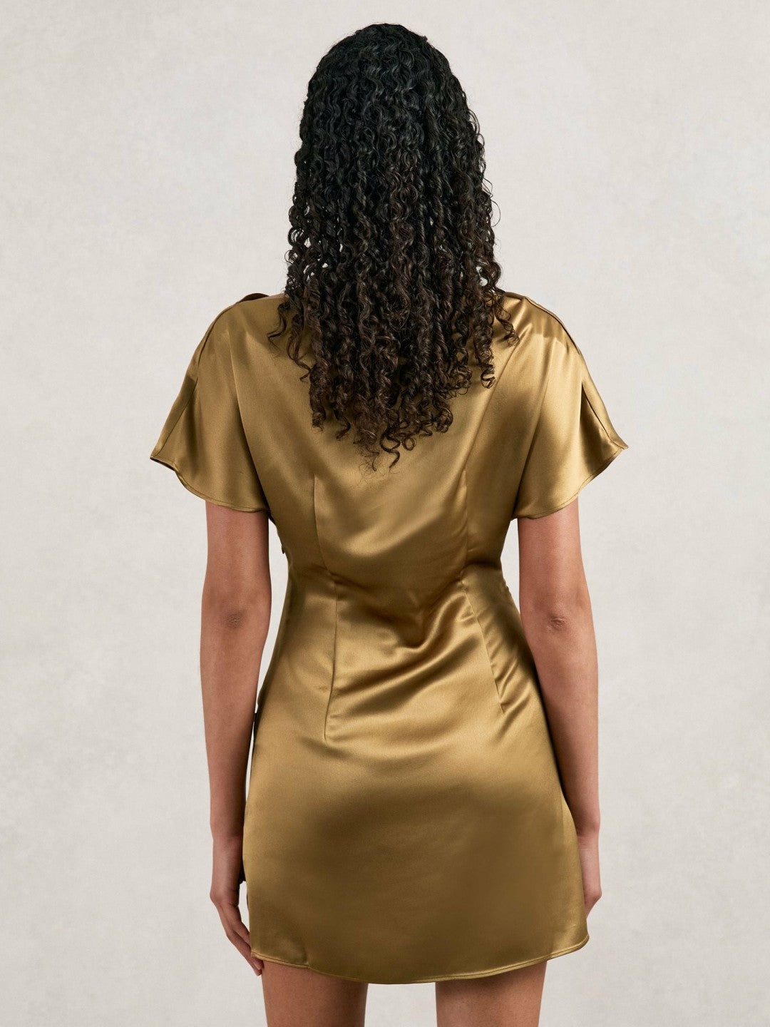 Acler Draped Satin Mini Dress in Gold Moss Women | Reiss