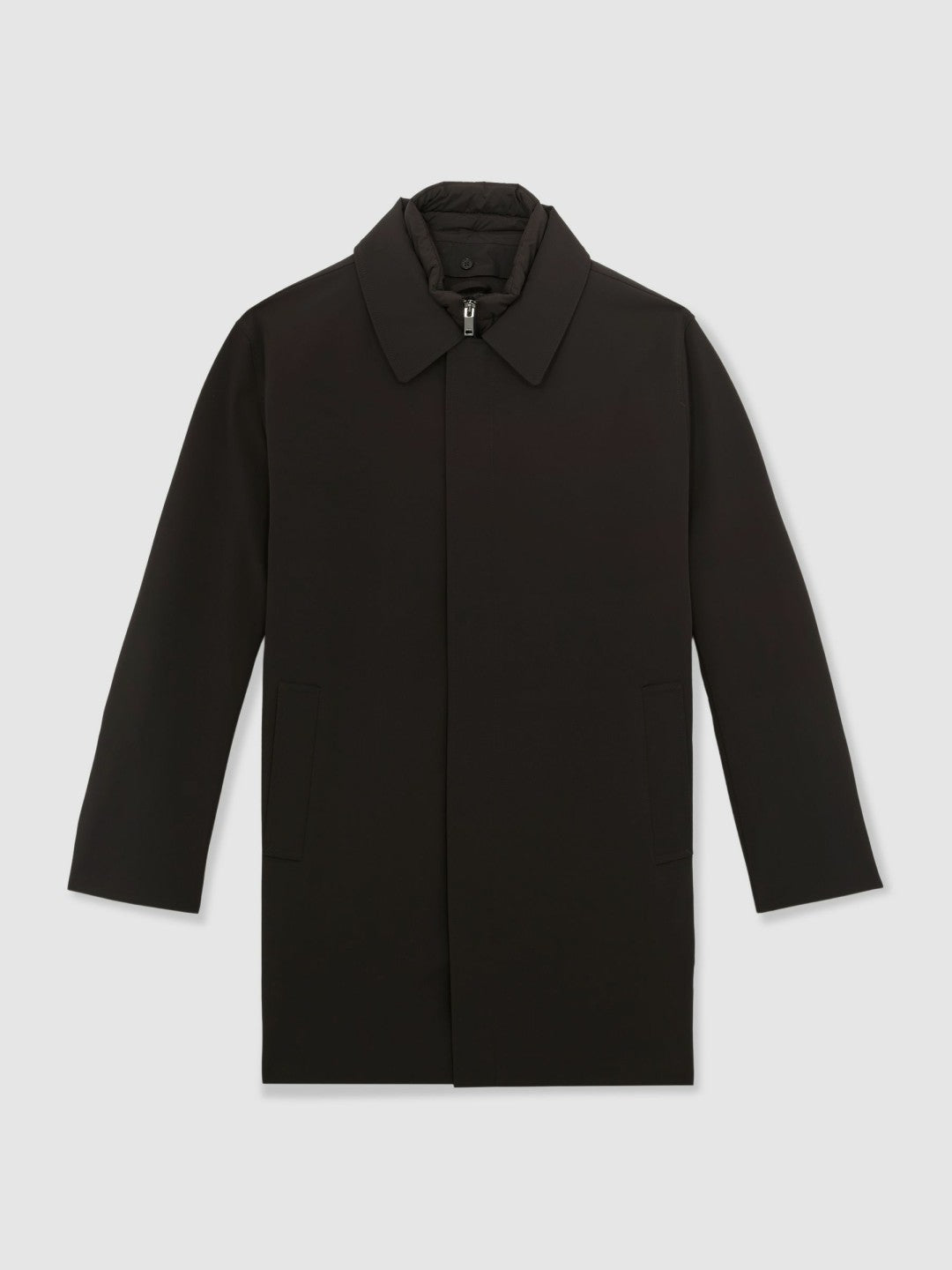 Hybrid Removable Funnel Neck Overcoat in Brown Men | Reiss
