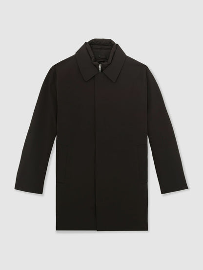 Hybrid Removable Funnel Neck Overcoat in Brown Men | Reiss
