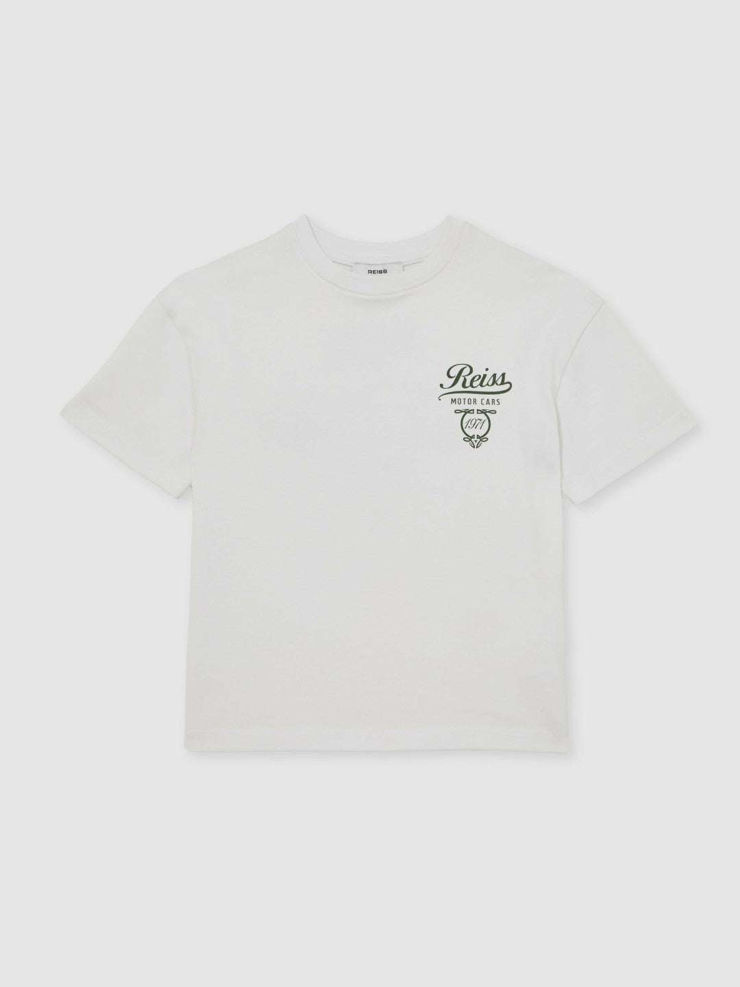 3-9 yrs Cotton Motor Cars-Print T-Shirt in White/Green Children & Baby | Reiss