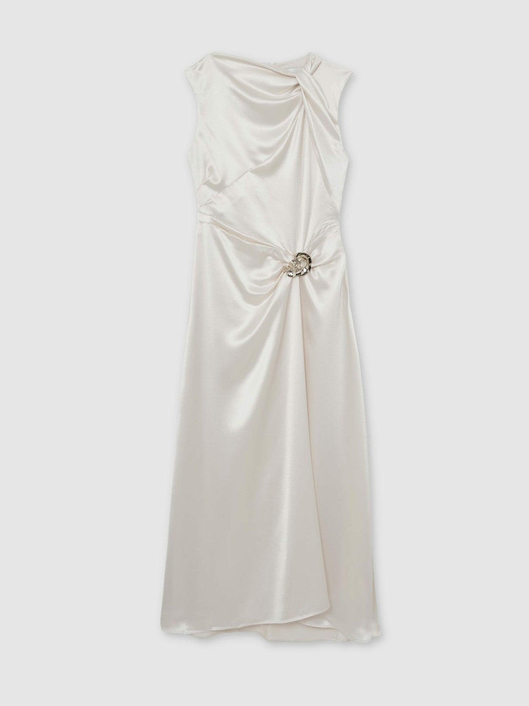 Acler Satin Draped Maxi Dress in Ivory Women | Reiss