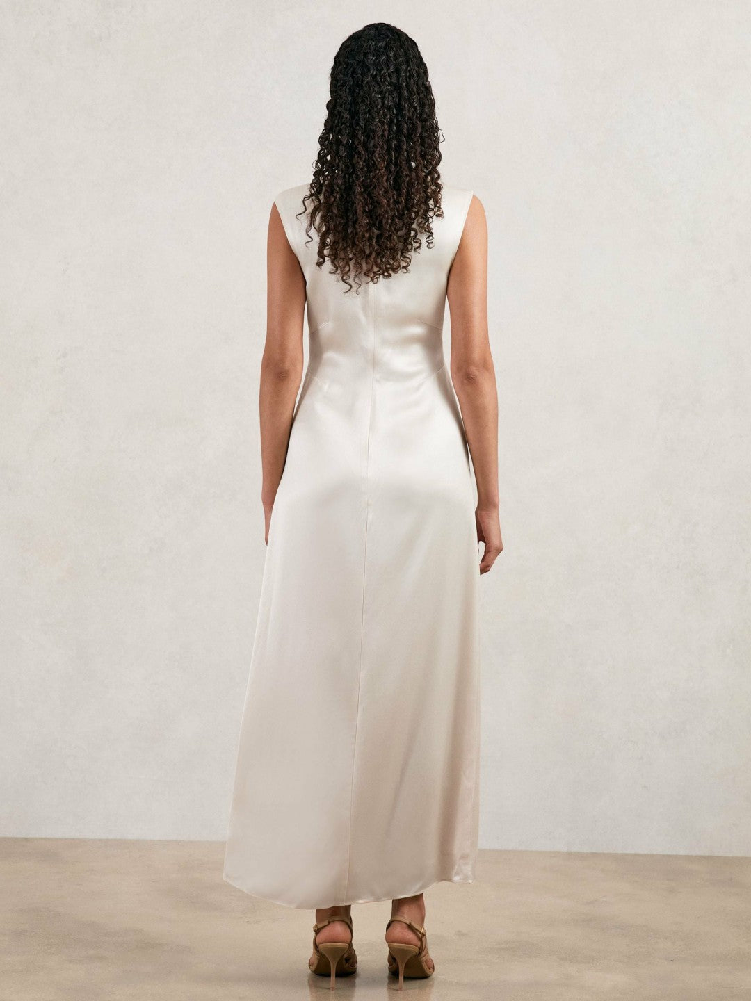Acler Satin Draped Maxi Dress in Ivory Women | Reiss