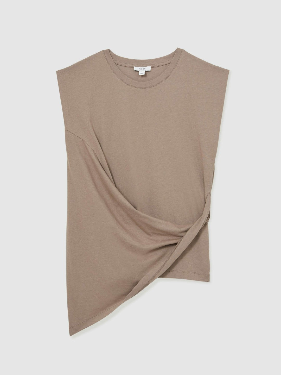 Cotton Drape T-Shirt in Taupe Neutral Women | Reiss
