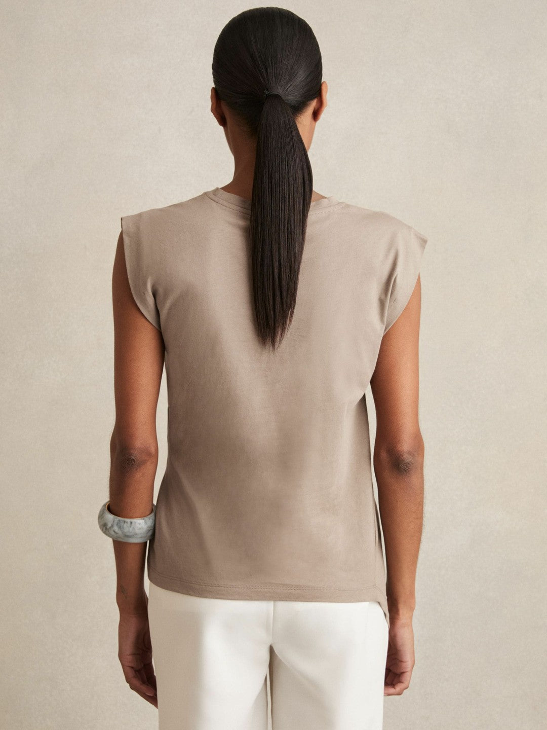 Cotton Drape T-Shirt in Taupe Neutral Women | Reiss
