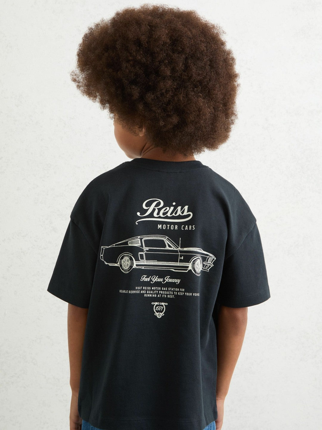 3-9 yrs Cotton Motor Cars-Print T-Shirt in Washed Blue/White Children & Baby | Reiss