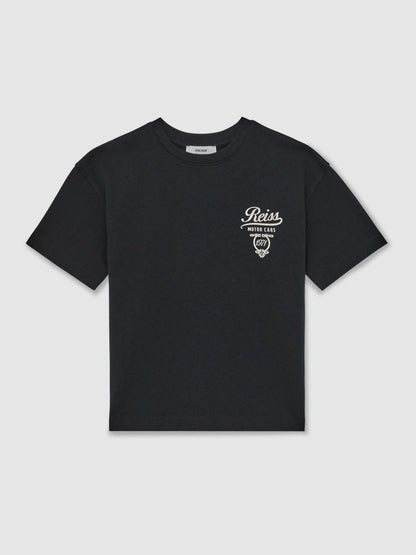 3-9 yrs Cotton Motor Cars-Print T-Shirt in Washed Blue/White Children & Baby | Reiss