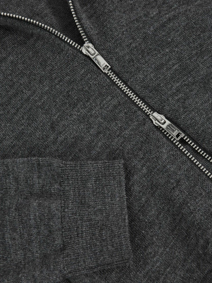 13-14 yrs Merino Wool-Blend Zip-Through Cardigan in Derby Grey Melange Children & Baby | Reiss
