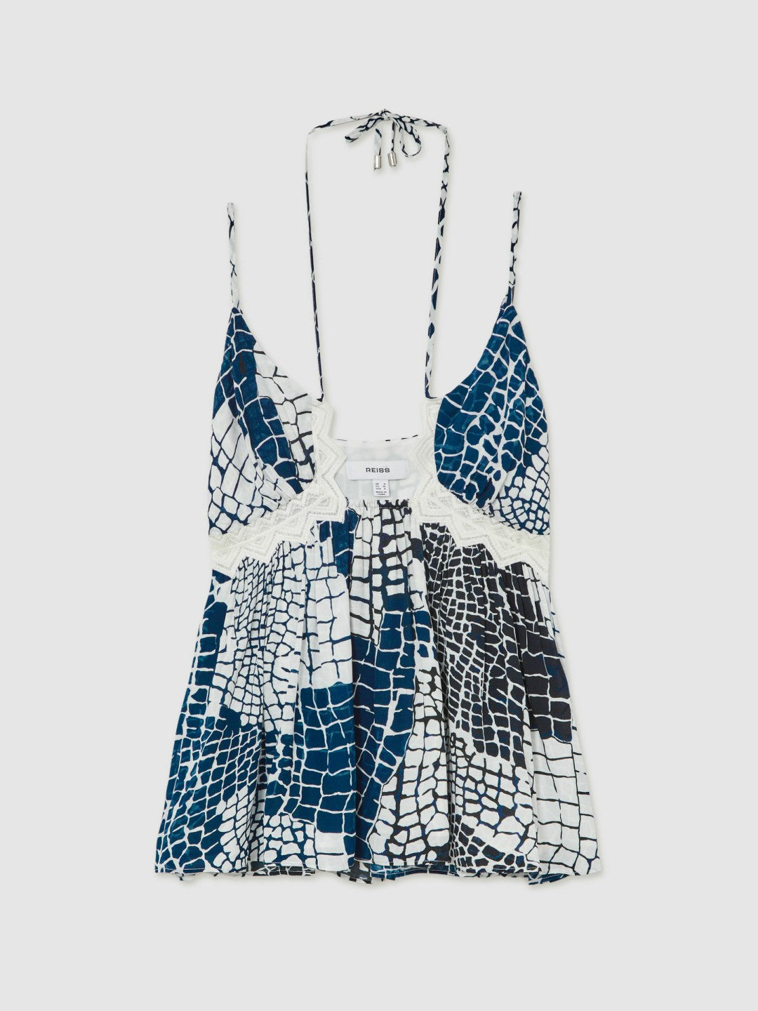 Animal Print Lace Trim Cami Top in Blue Women | Reiss