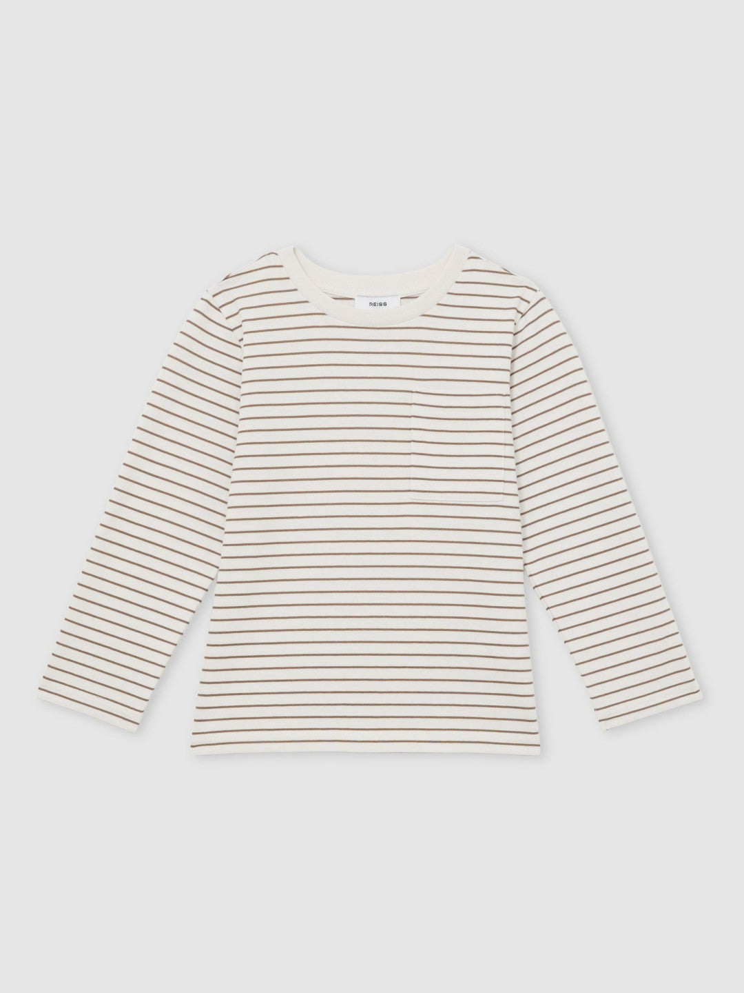 4-9 yrs Stretch-Cotton Stripe T-Shirt in Off White/Camel Children & Baby | Reiss