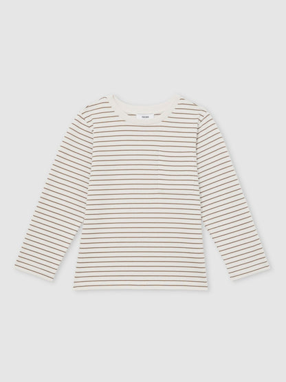 4-9 yrs Stretch-Cotton Stripe T-Shirt in Off White/Camel Children & Baby | Reiss