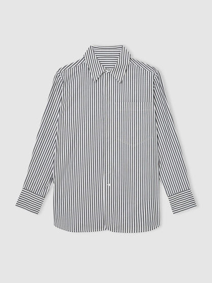 | Les 100 Ciels Stripe Shirt in White/Navy Women | Reiss