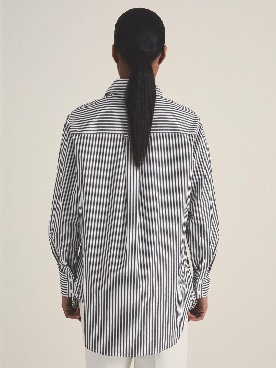 | Les 100 Ciels Stripe Shirt in White/Navy Women | Reiss
