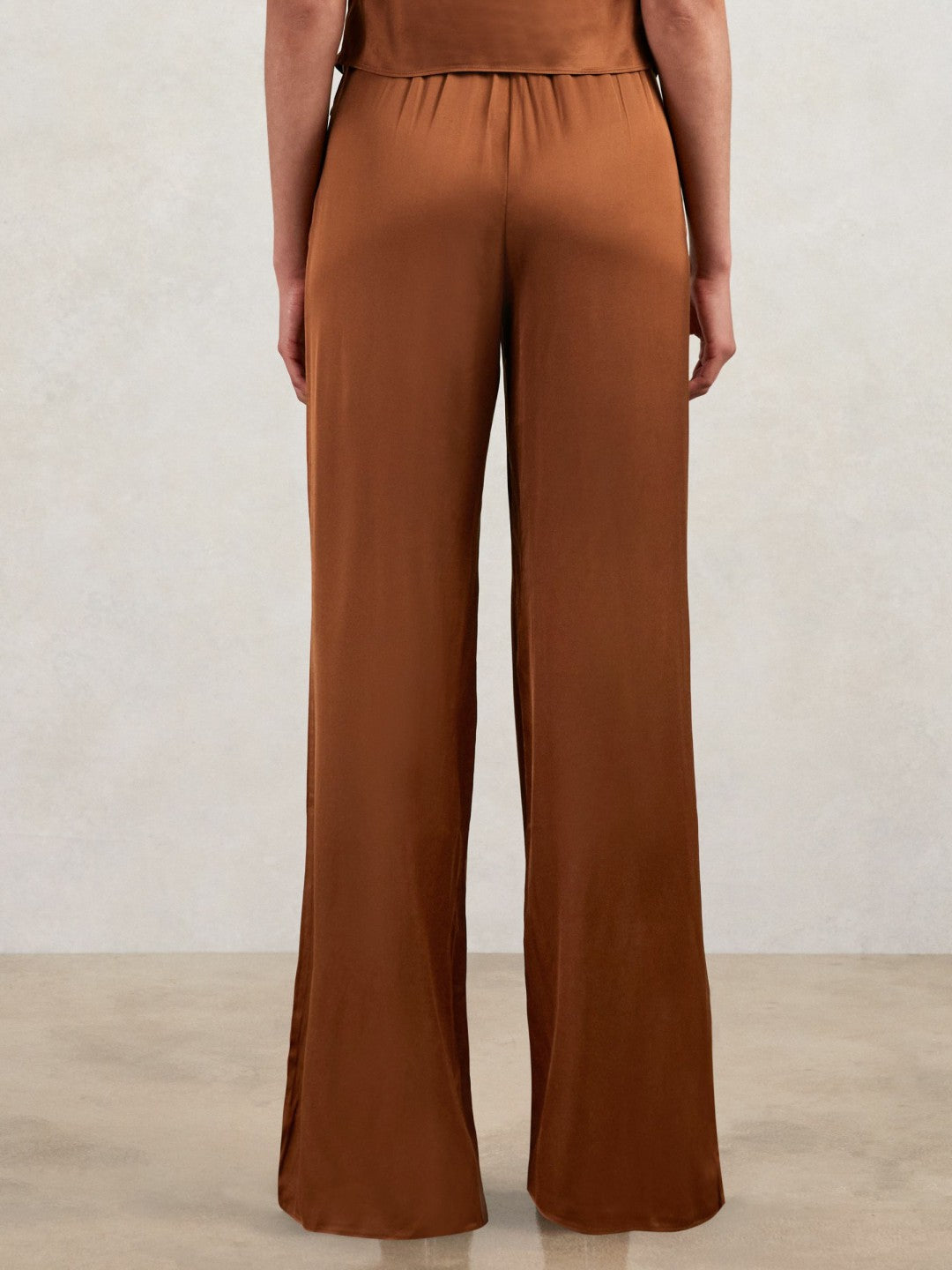 Good American Satin Wide-Leg Trousers in Copper Women | Reiss