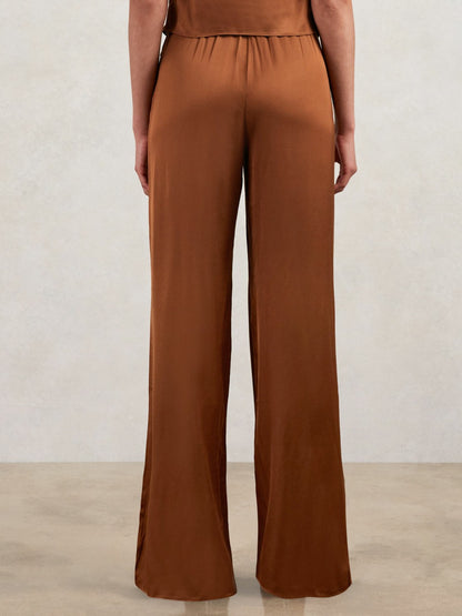 Good American Satin Wide-Leg Trousers in Copper Women | Reiss
