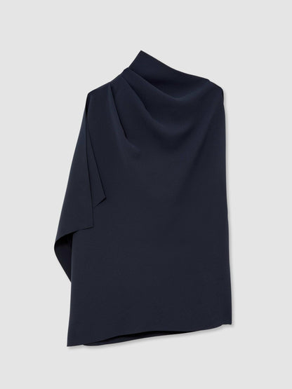 One-Shoulder Draped Top in Navy Women | Reiss
