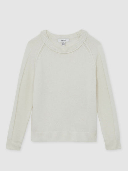 13-14 yrs Wool-Cashmere Reverse-Seam Jumper in Off White Children & Baby | Reiss