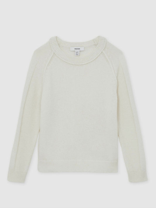 13-14 yrs Wool-Cashmere Reverse-Seam Jumper in Off White Children & Baby | Reiss