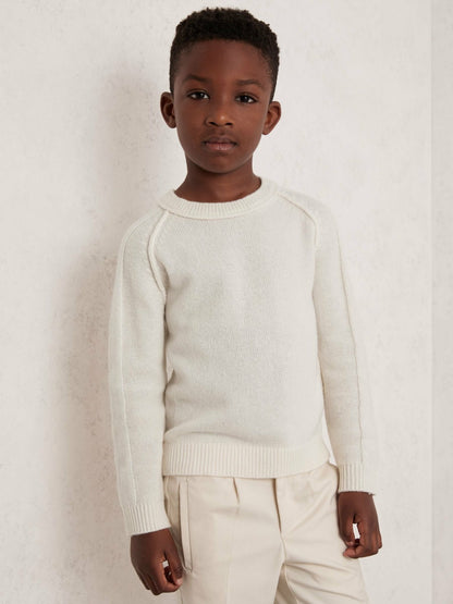 13-14 yrs Wool-Cashmere Reverse-Seam Jumper in Off White Children & Baby | Reiss