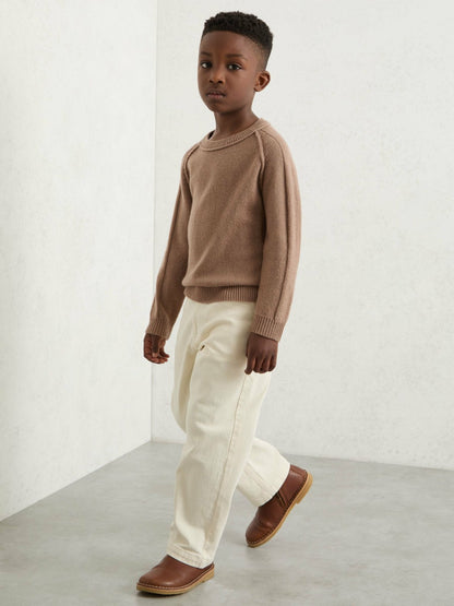 13-14 yrs Wool-Cashmere Reverse-Seam Jumper in Camel Children & Baby | Reiss