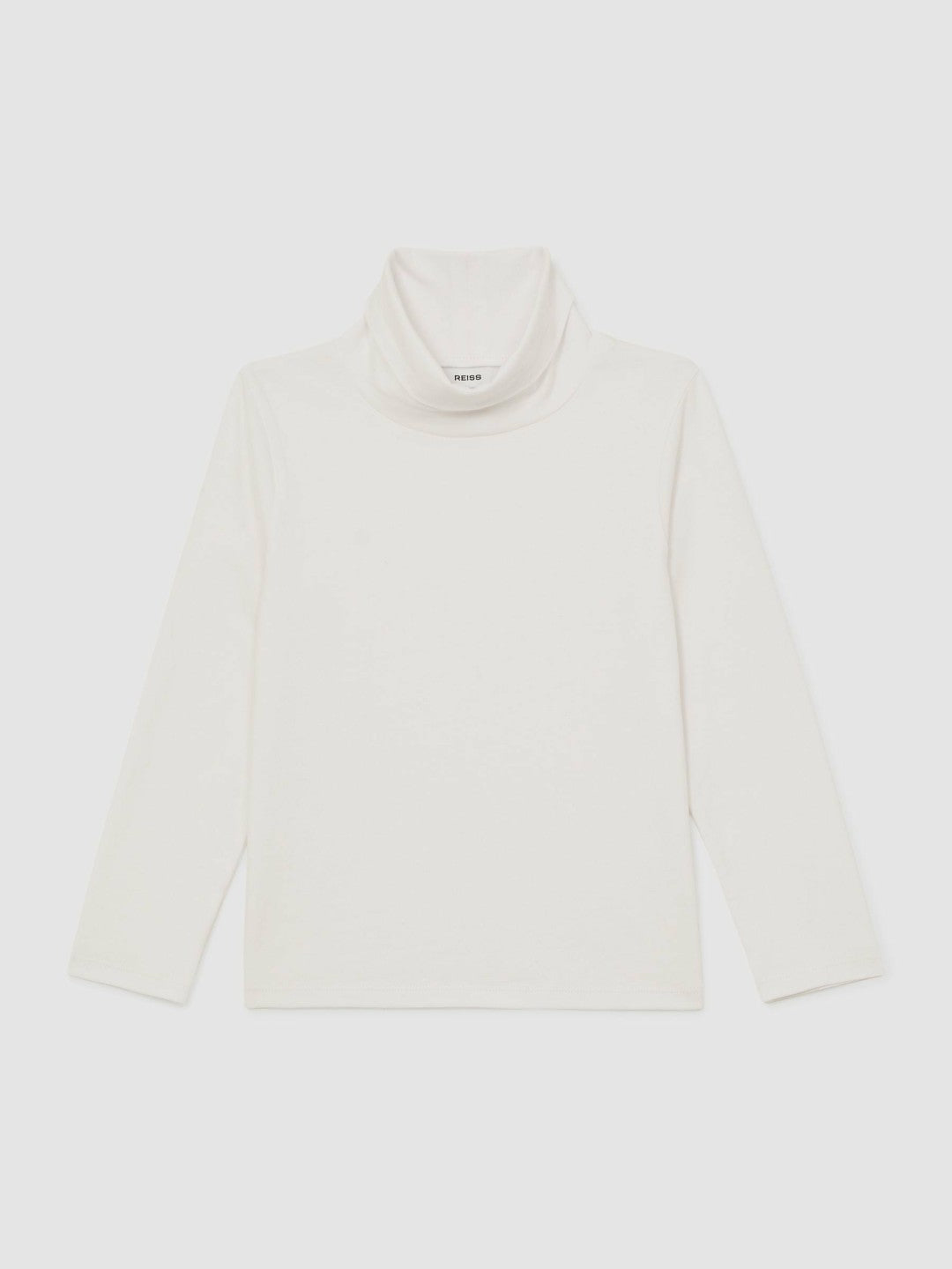 13-14 yrs Cotton-Jersey Roll-Neck Top with Stretch in Ivory Children & Baby | Reiss