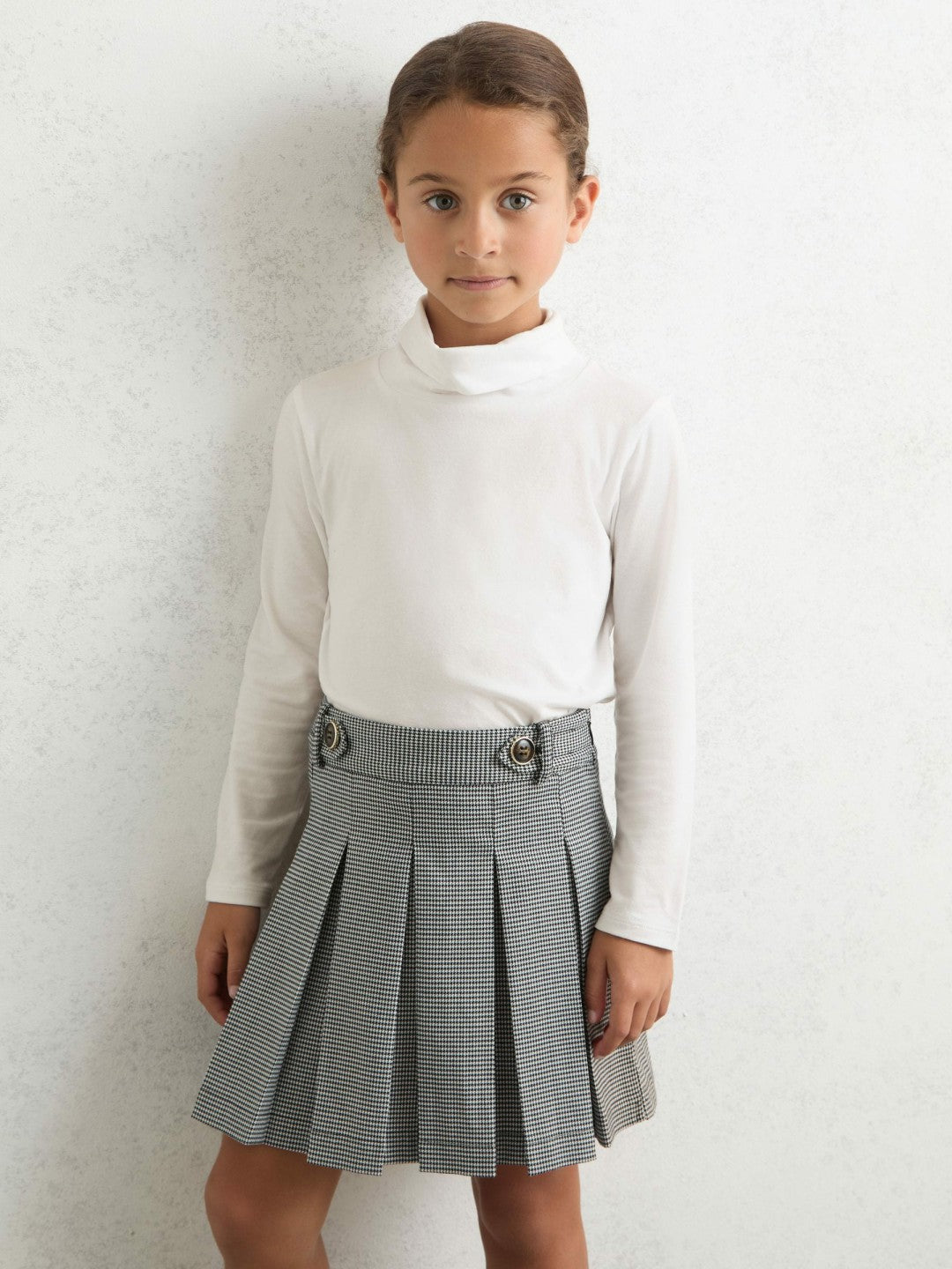 13-14 yrs Cotton-Jersey Roll-Neck Top with Stretch in Ivory Children & Baby | Reiss