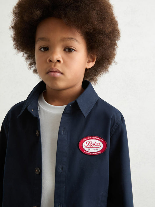 Cotton Removable-Hood Motor Cars Jacket in Navy Children & Baby | Reiss