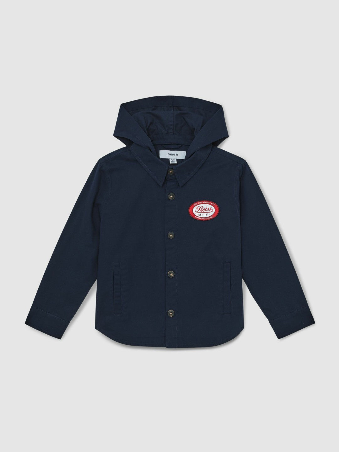 Cotton Removable-Hood Motor Cars Jacket in Navy Children & Baby | Reiss