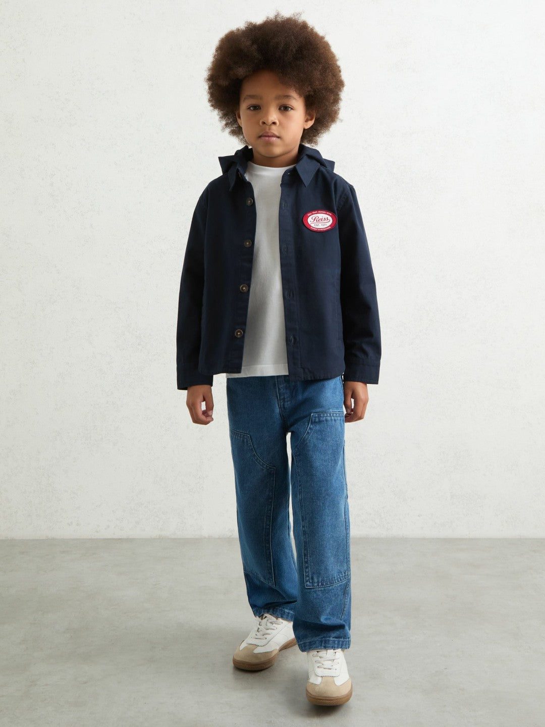 Cotton Removable-Hood Motor Cars Jacket in Navy Children & Baby | Reiss