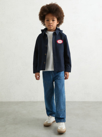 Cotton Removable-Hood Motor Cars Jacket in Navy Children & Baby | Reiss