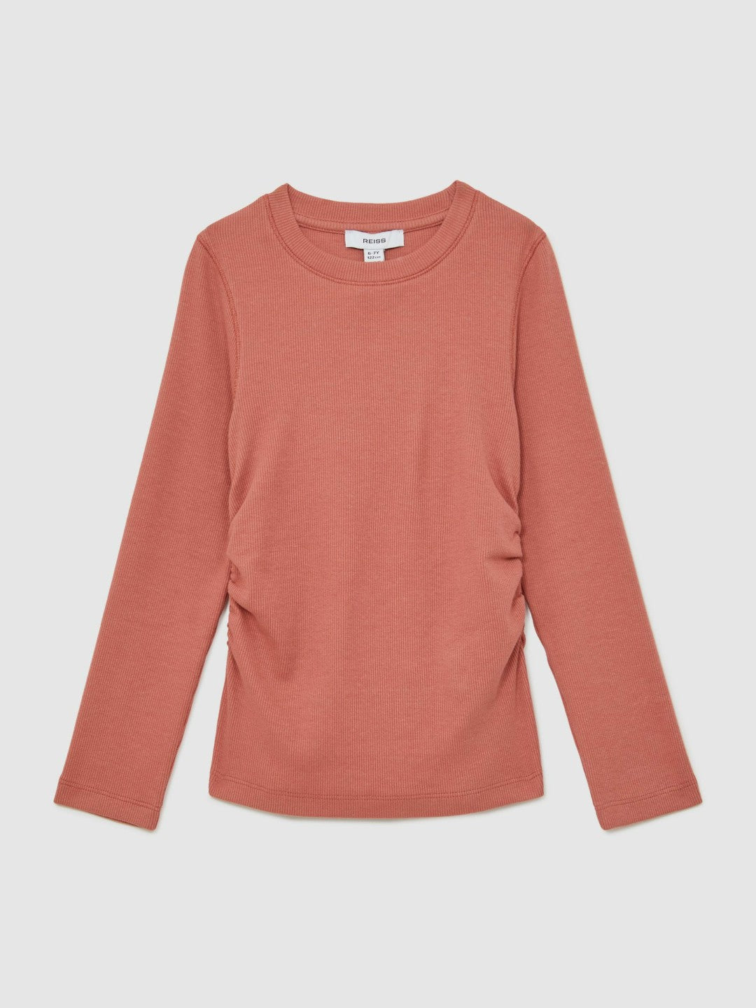 13-14 yrs Cotton Ruched Long-Sleeve T-Shirt with Stretch in Rose Children & Baby | Reiss