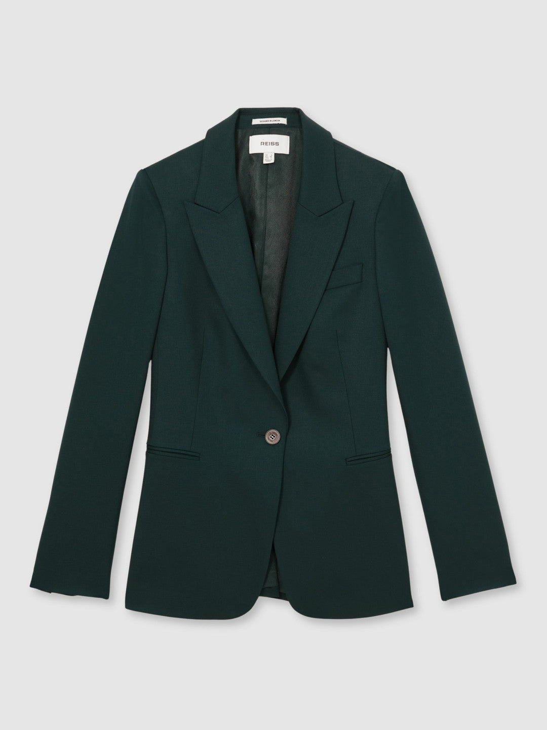 Wool-Blend Single-Breasted Suit Blazer in Green Women | Reiss