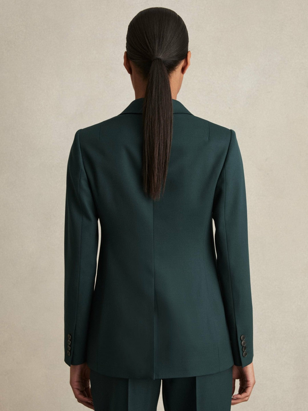 Wool-Blend Single-Breasted Suit Blazer in Green Women | Reiss