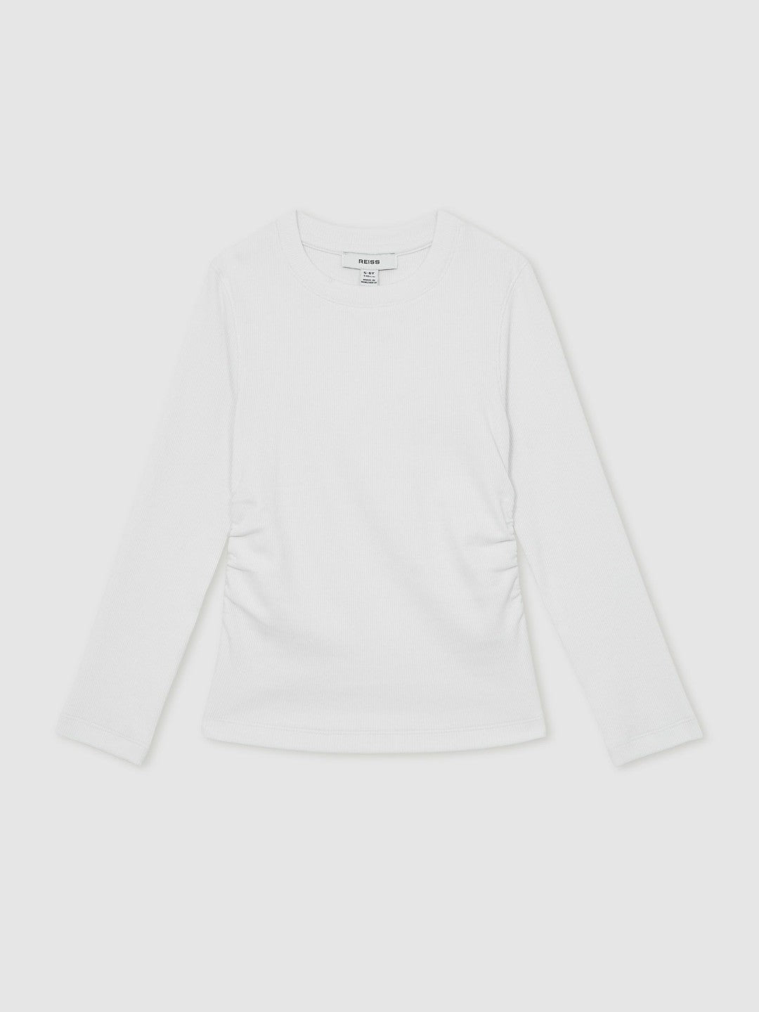 9-13 yrs Cotton Ruched Long-Sleeve T-Shirt with Stretch in Ivory Children & Baby | Reiss