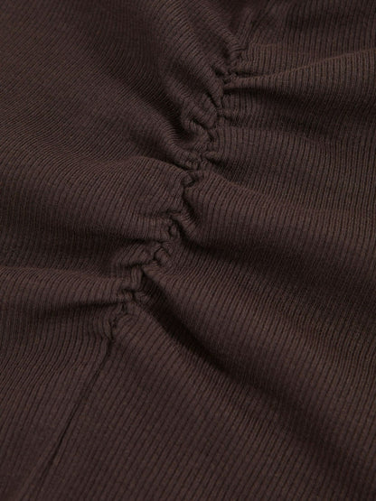 9-13 yrs Cotton Ruched Long-Sleeve T-Shirt with Stretch in Chocolate Children & Baby | Reiss