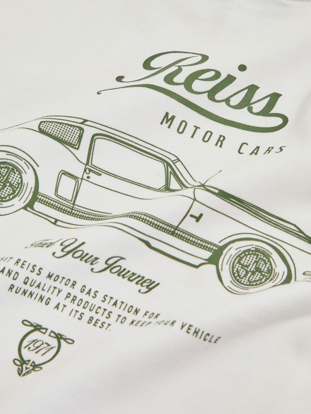 13-14 yrs Cotton Motor Cars-Print T-Shirt in White/Green Children & Baby | Reiss