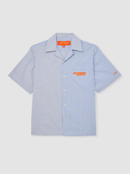 McLaren F1 Team Cuban Collar Striped Shirt in Soft Blue/White Men | Reiss