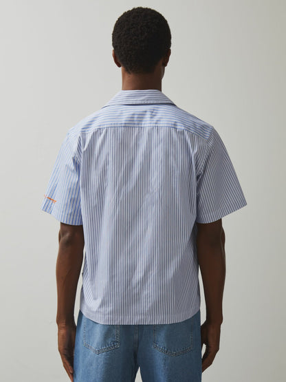McLaren F1 Team Cuban Collar Striped Shirt in Soft Blue/White Men | Reiss