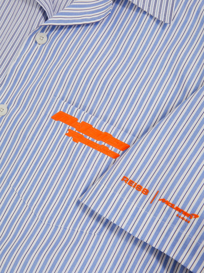 McLaren F1 Team Cuban Collar Striped Shirt in Soft Blue/White Men | Reiss