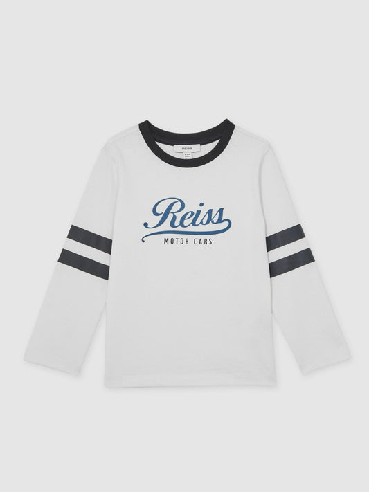 13-14 yrs Cotton Motor Cars Logo T-Shirt in White/Blue Children & Baby | Reiss