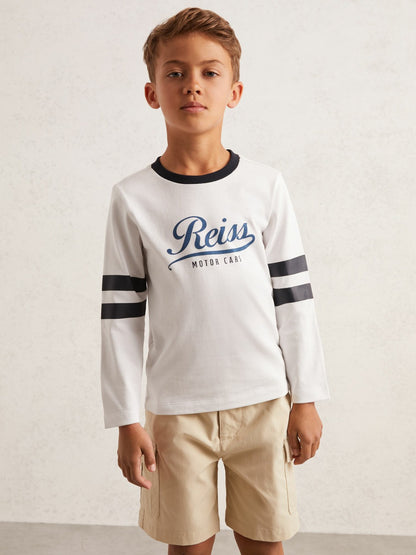 13-14 yrs Cotton Motor Cars Logo T-Shirt in White/Blue Children & Baby | Reiss