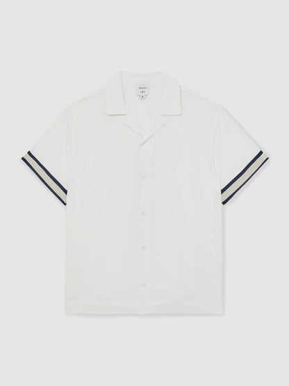 | Ché Stripe-Cuff Shirt in White Men | Reiss