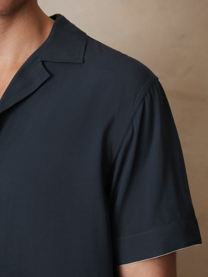 | Ché Stripe-Cuff Shirt in Navy Men | Reiss