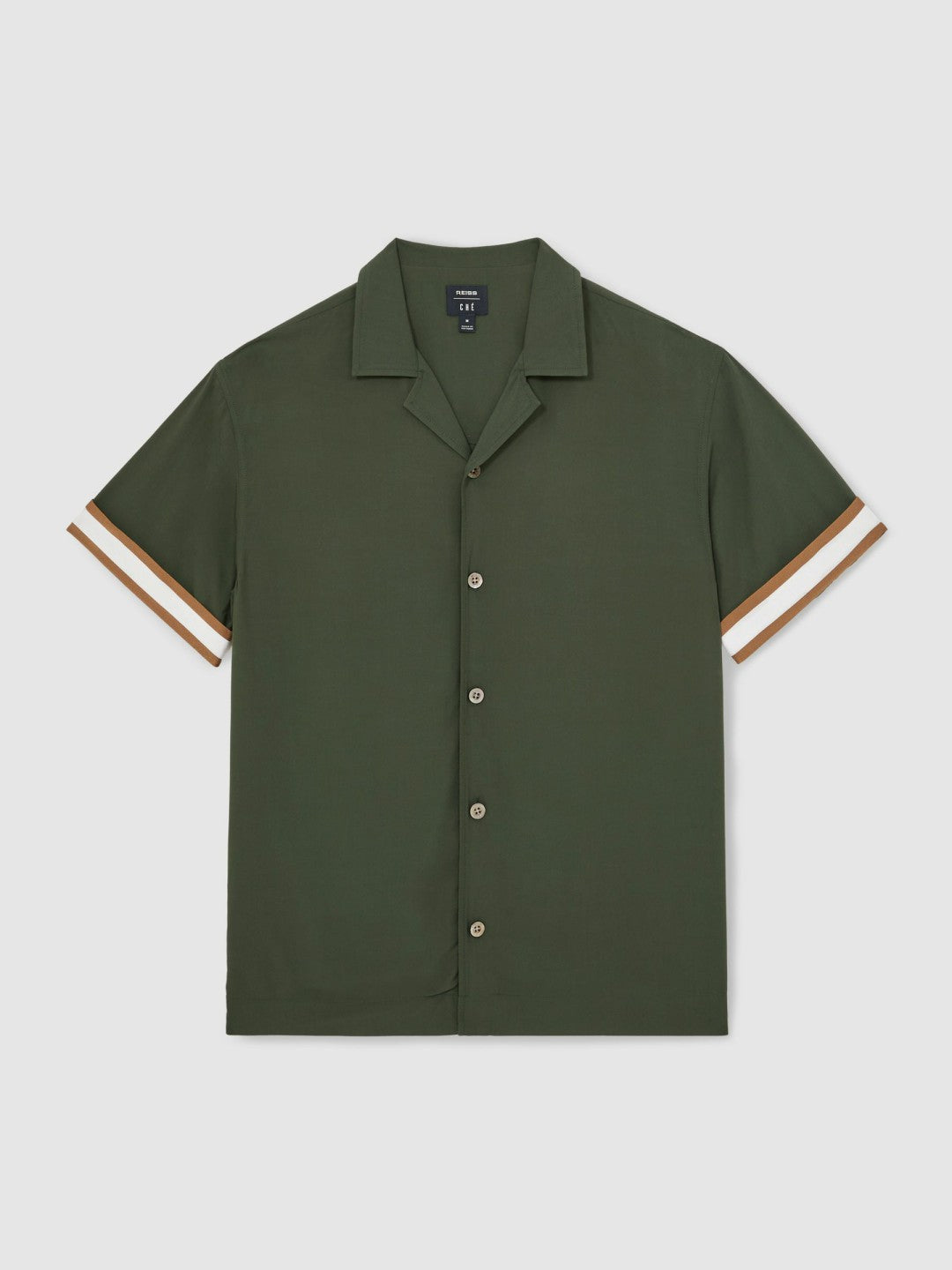 | Ché Stripe-Cuff Shirt in Pine Green Men | Reiss