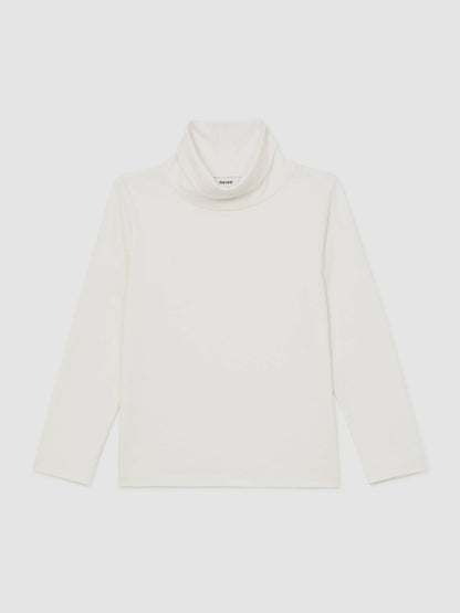 3-9 yrs Cotton-Jersey Roll-Neck Top with Stretch in Ivory Children & Baby | Reiss