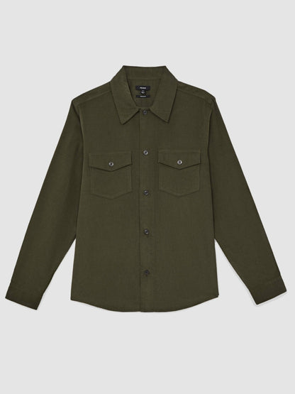 Cotton Corduroy Twin-Pocket Overshirt in Khaki Green Men | Reiss